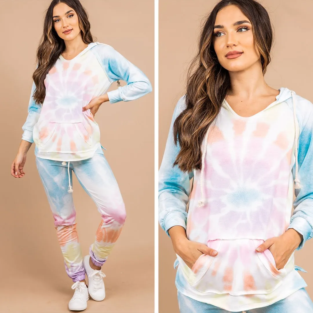 Let's Get Real Blue Tie Dye Hoodie