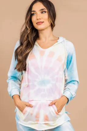 Let's Get Real Blue Tie Dye Hoodie