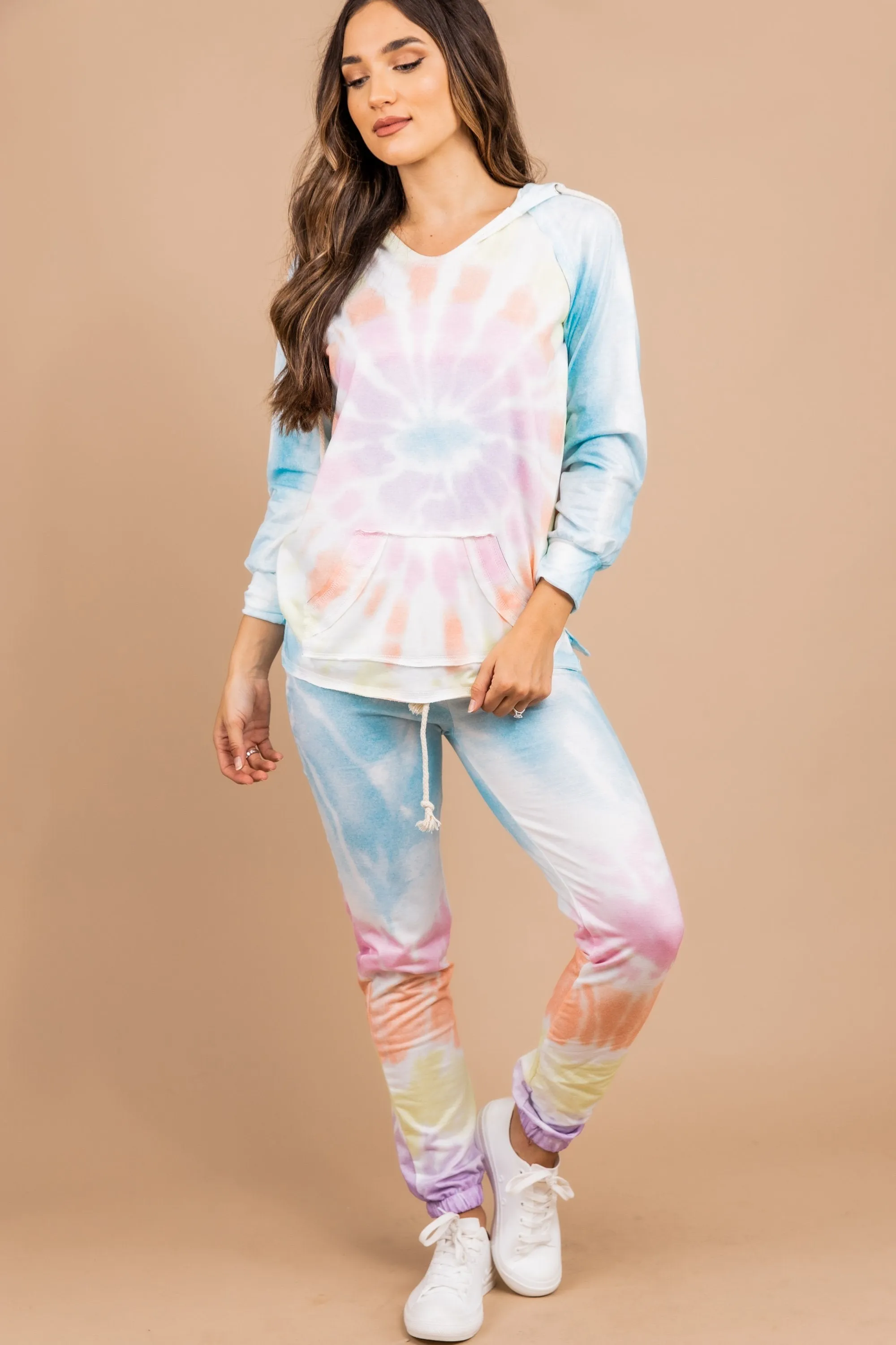 Let's Get Real Blue Tie Dye Hoodie