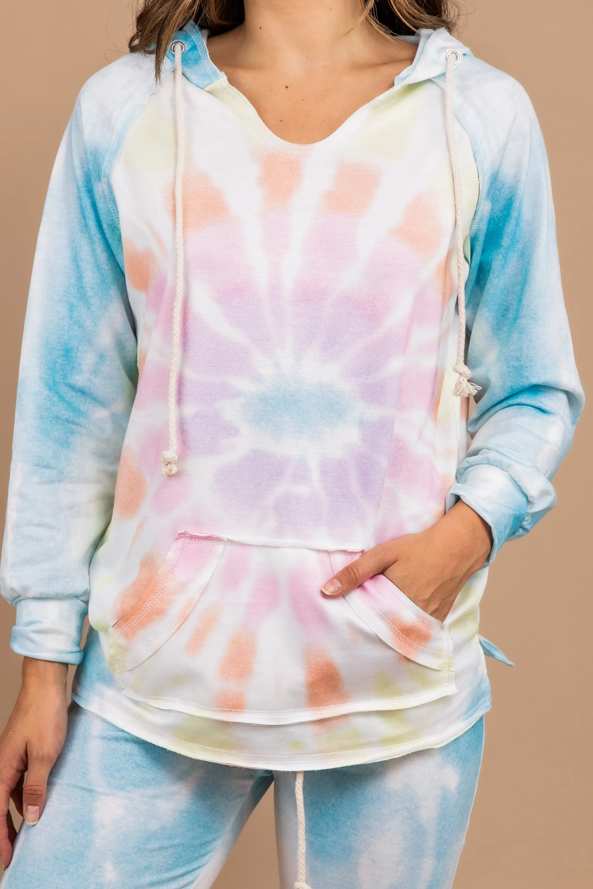 Let's Get Real Blue Tie Dye Hoodie