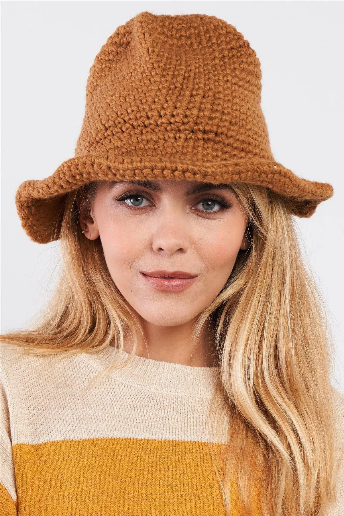 Light Brown Wide Brim Woven Panama Hat /3 Pieces