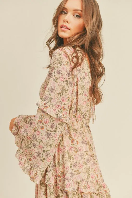Lilla Floral Print Midi Dress