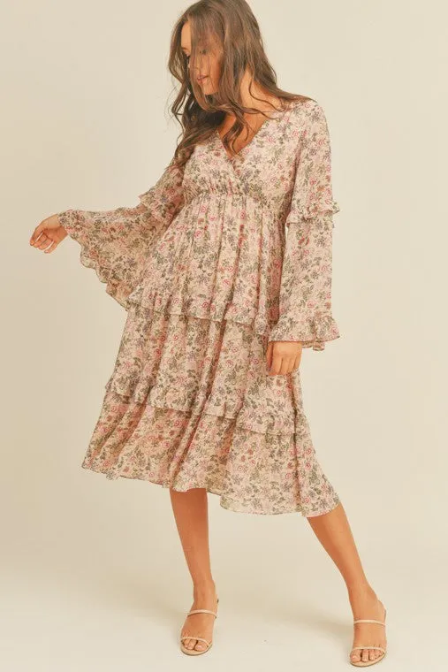 Lilla Floral Print Midi Dress