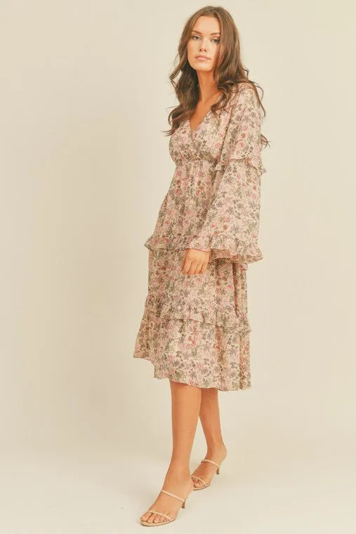 Lilla Floral Print Midi Dress