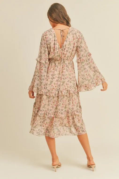 Lilla Floral Print Midi Dress