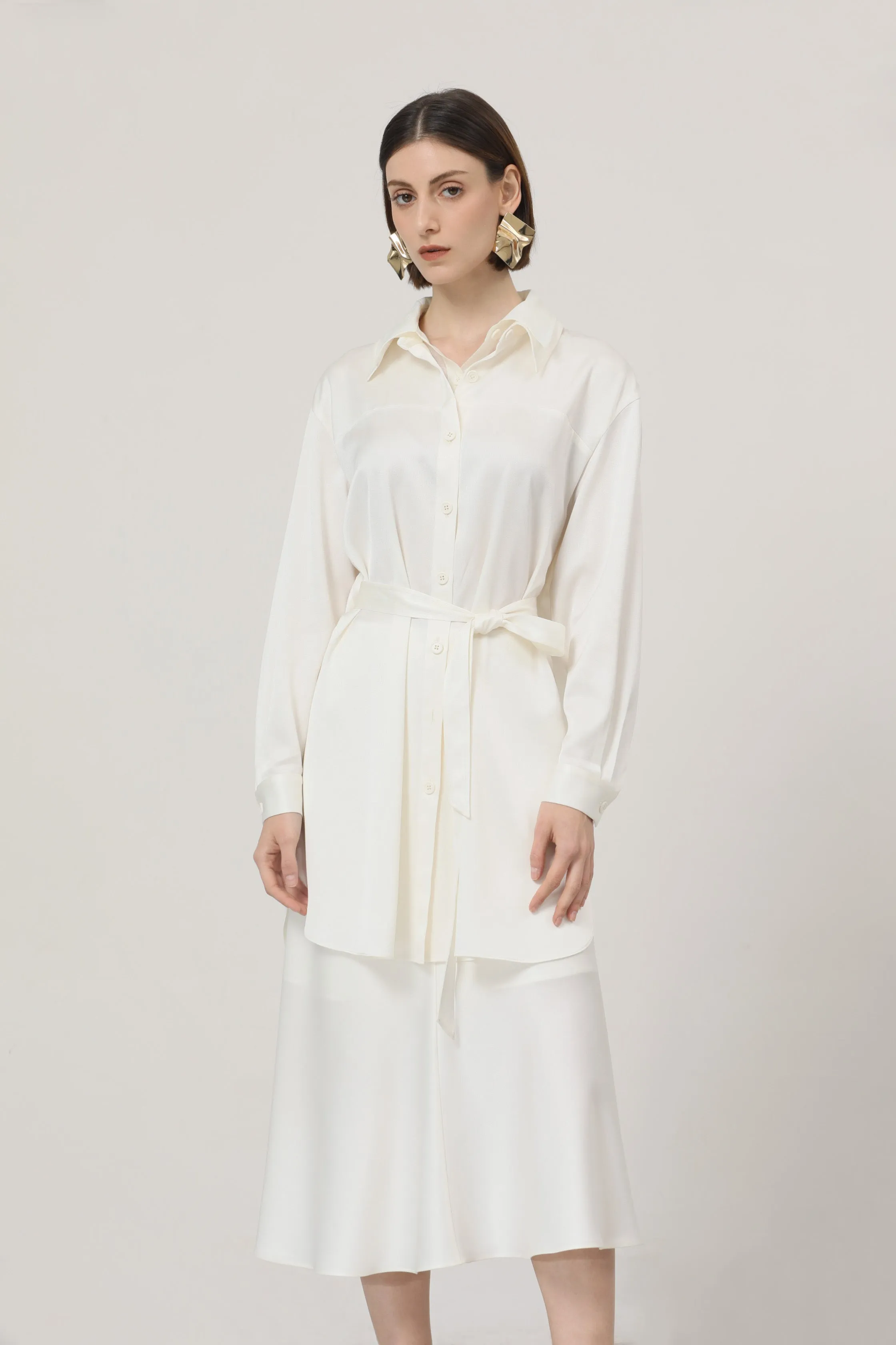 LINDONG | Audette White Fishtail Skirt