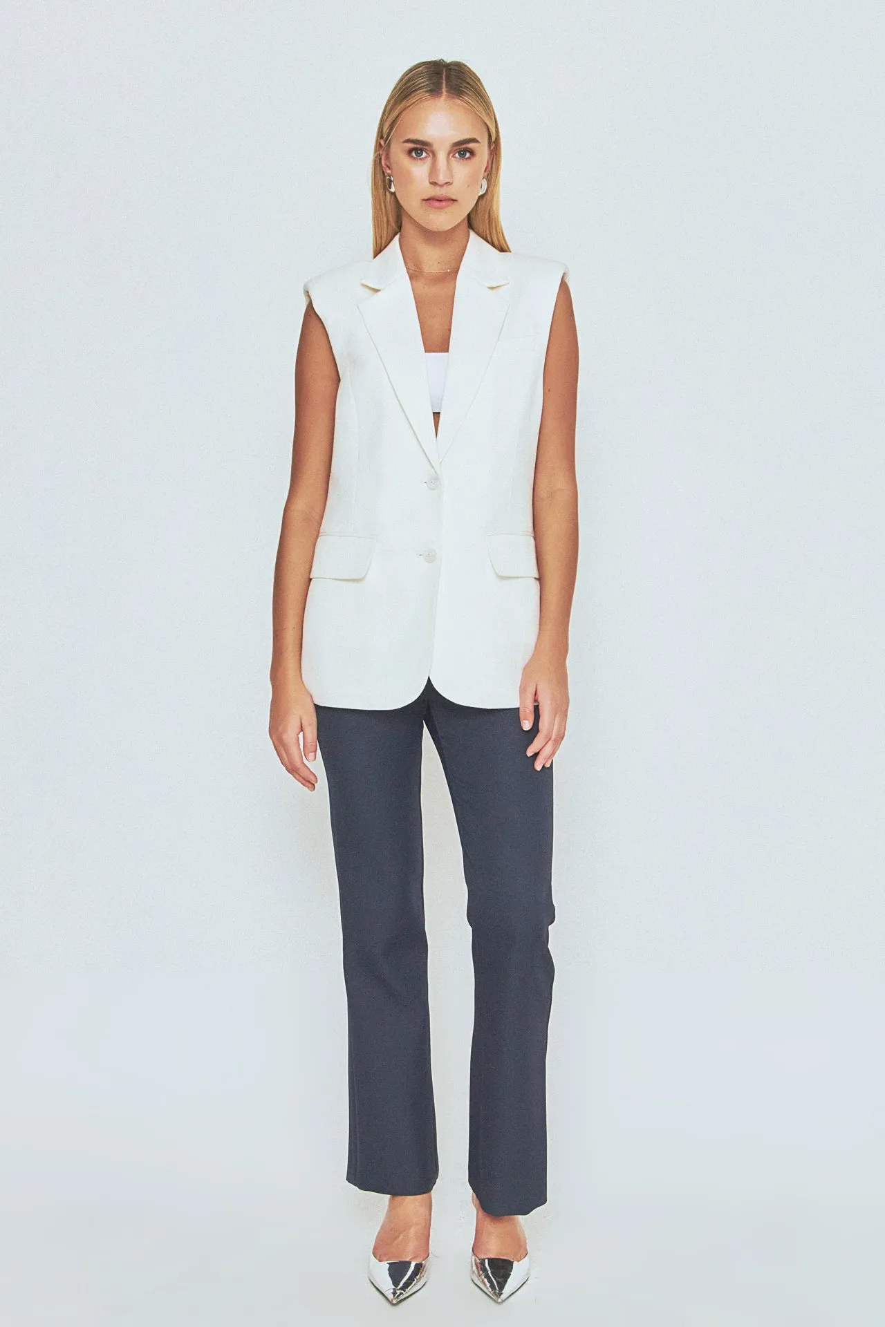 Linen Oversize Vest Blazer