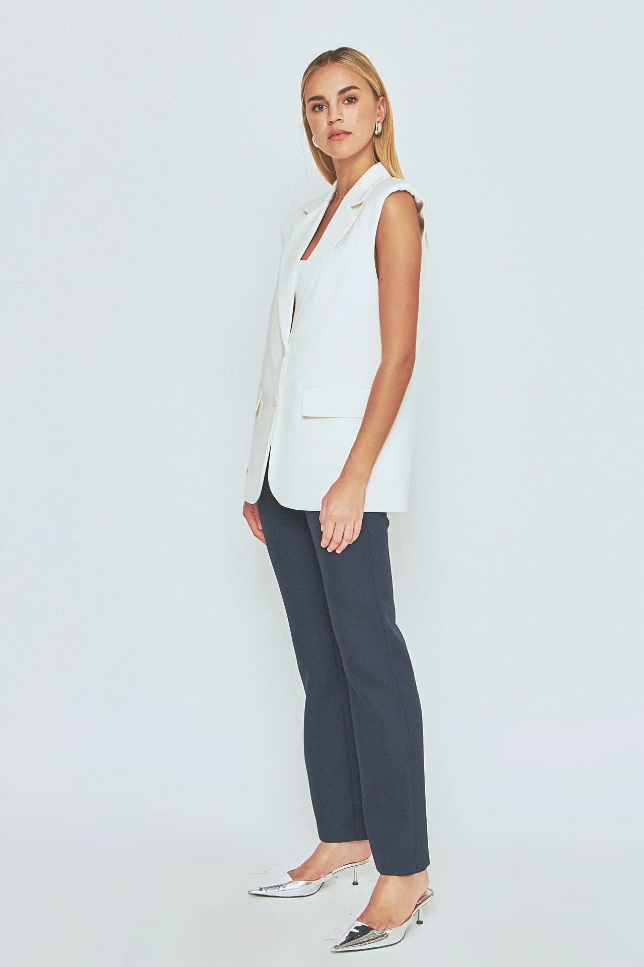 Linen Oversize Vest Blazer
