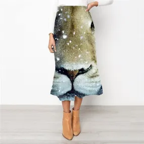 Lion Skirts Women Animal School skirt Anime Skirt Ladies Snowflake Rock Frauen Harajuku High waist skirts