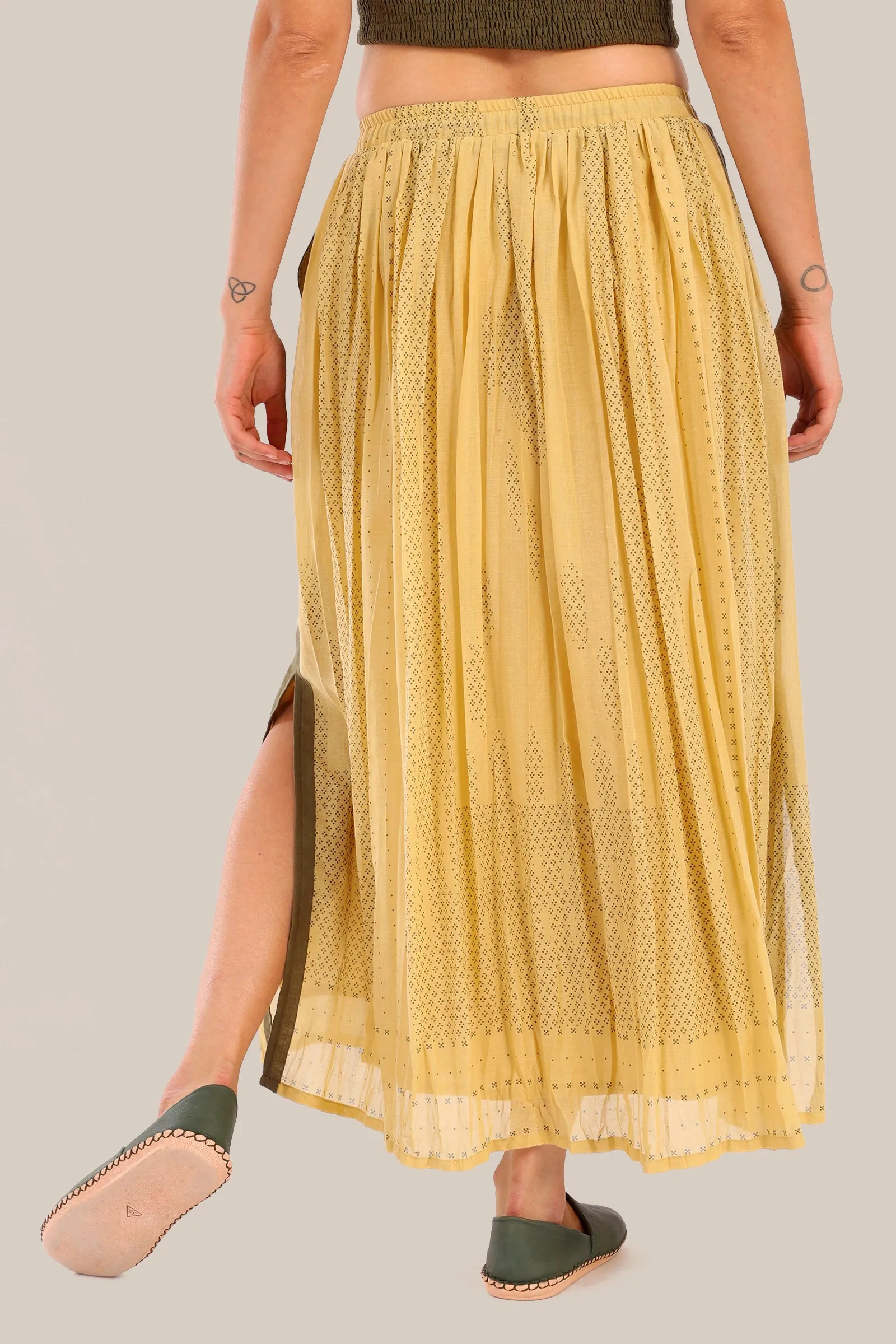 Long printed cotton skirt