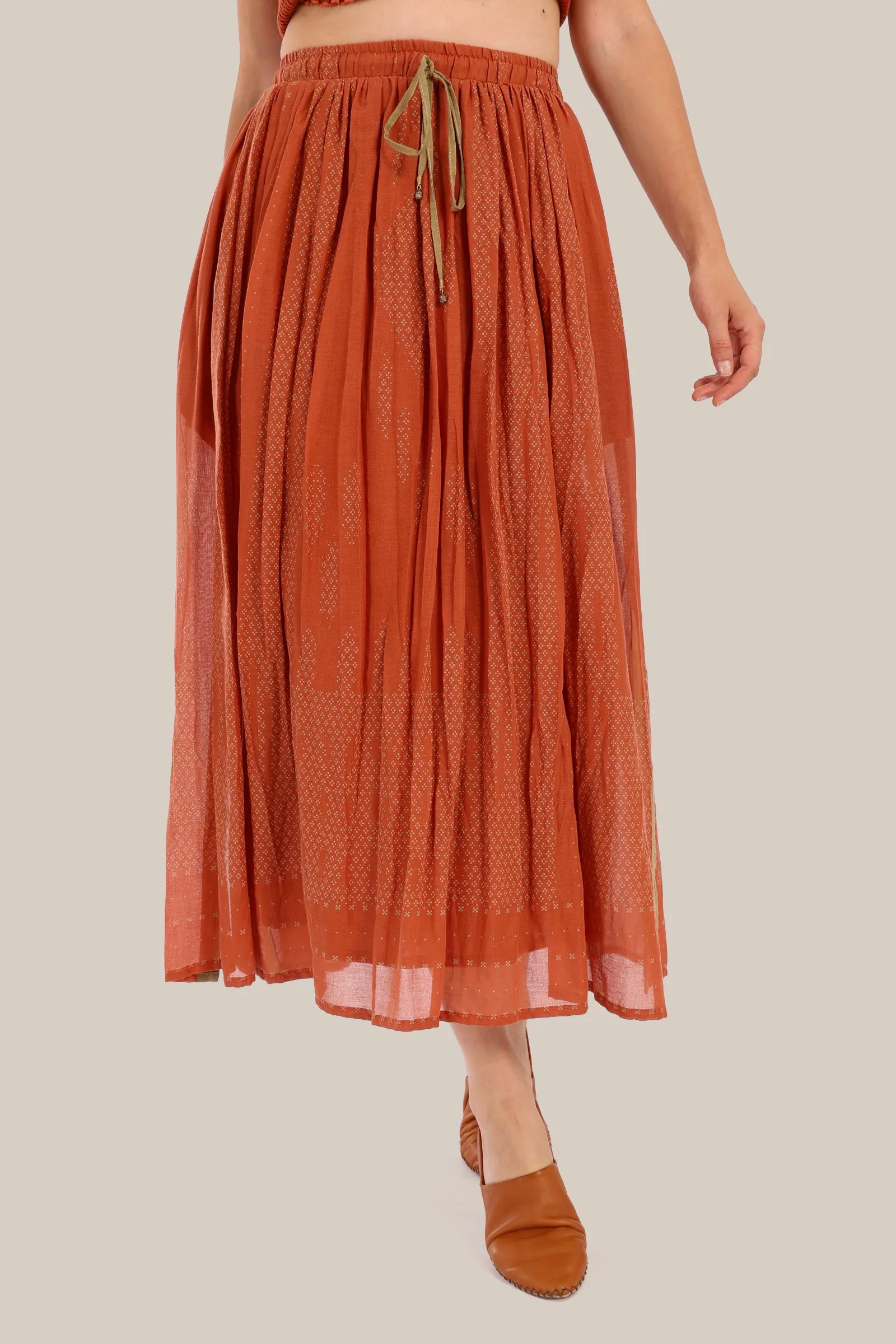 Long printed cotton skirt