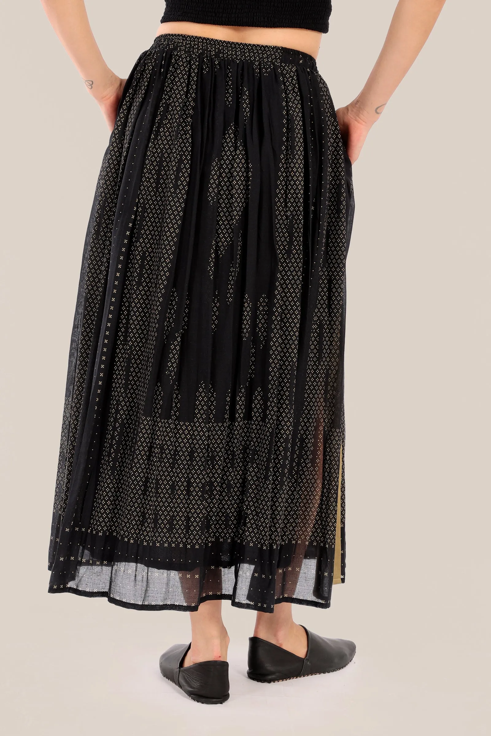 Long printed cotton skirt