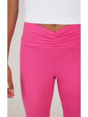 Lux Waist Band Ruching Flared Pant - Raspberry