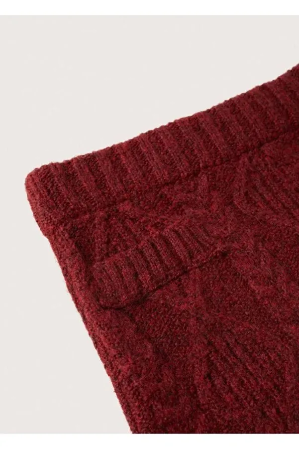 Mango Women's Burgundy Knitted Mini Skirt
