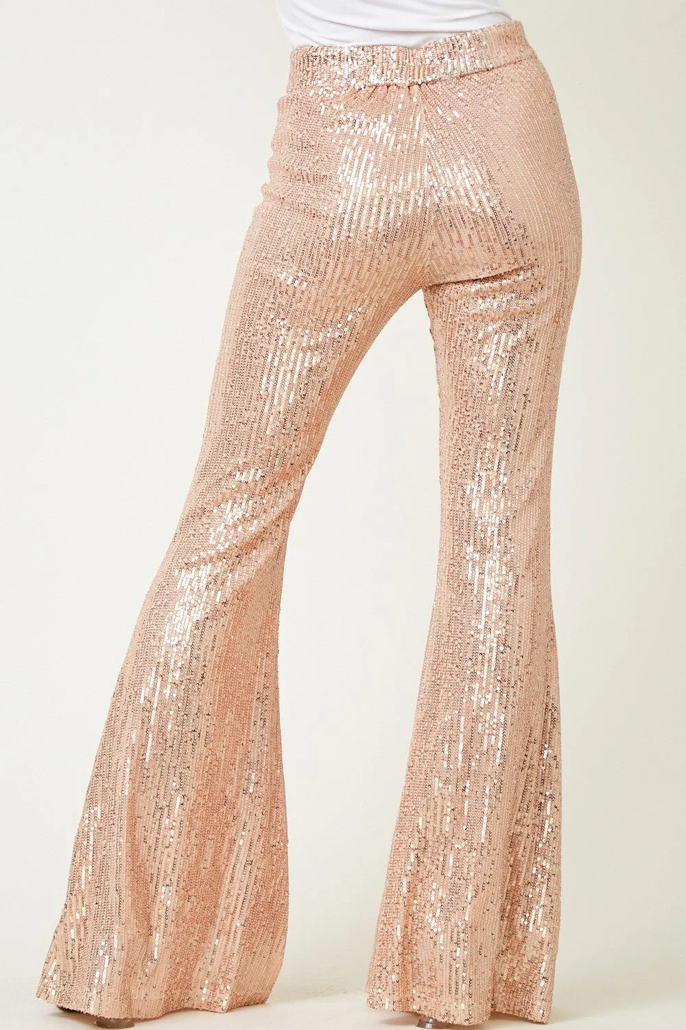 Mariah Rose Gold Sequin Flare Pants
