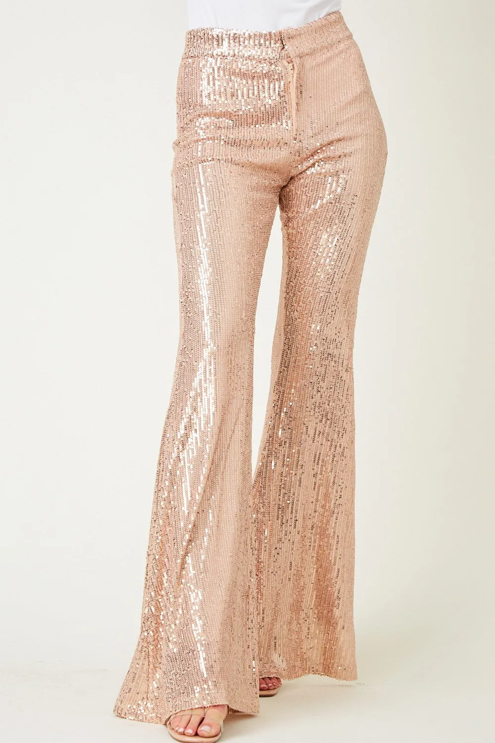 Mariah Rose Gold Sequin Flare Pants