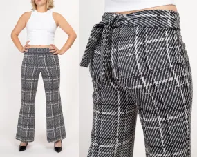 Medium 70s Black & White Plaid Flared Pants