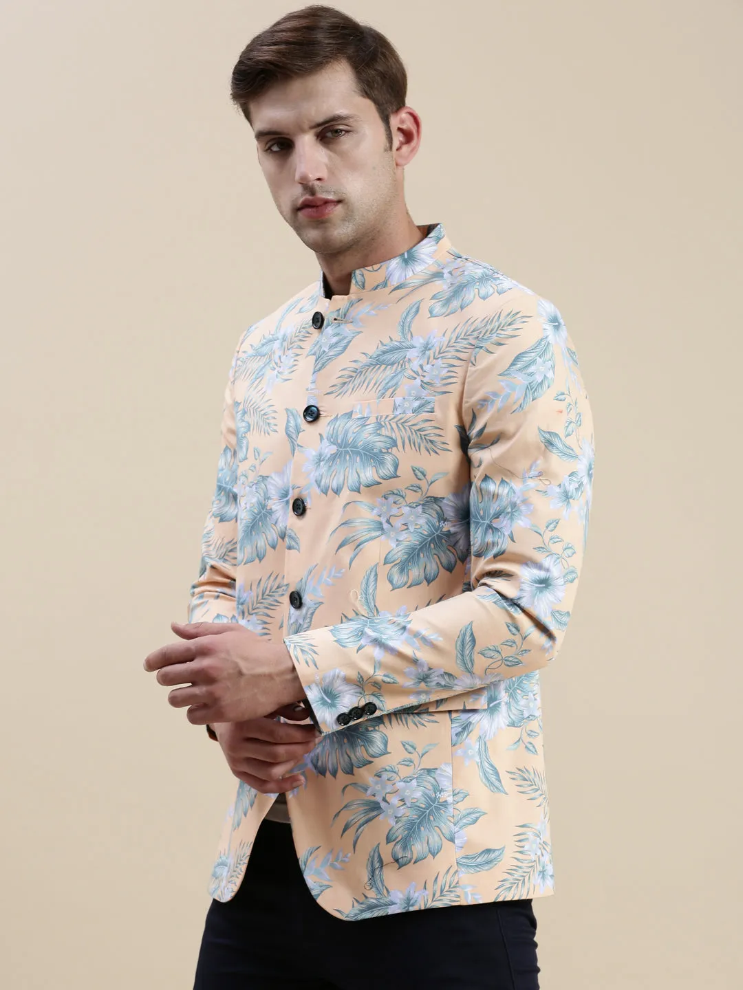 Men Coral Printed Casual Blazer