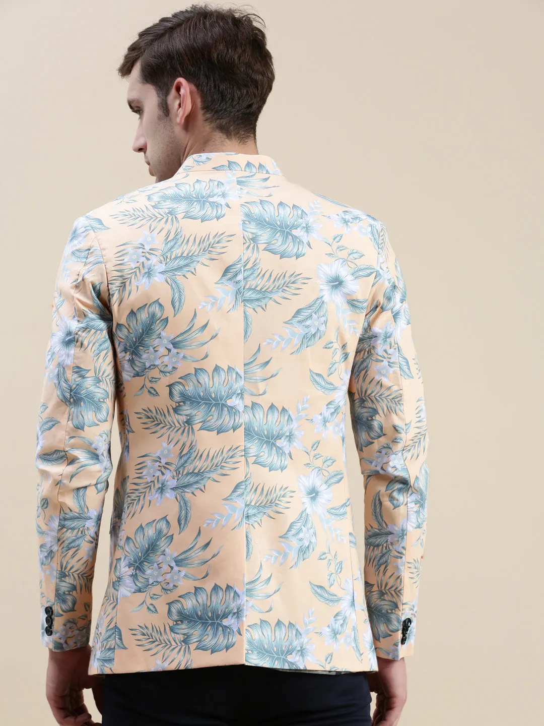 Men Coral Printed Casual Blazer