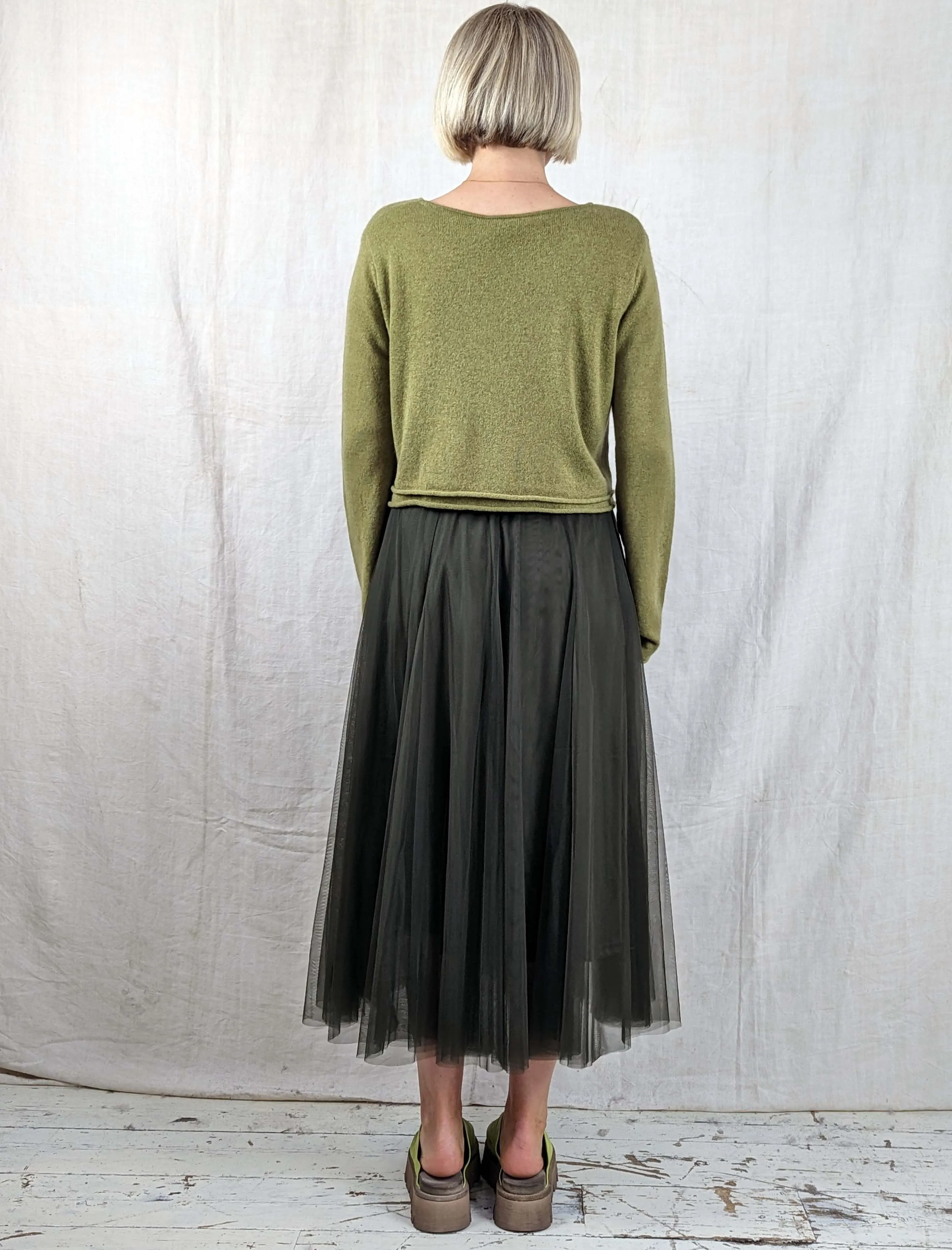 Midi Tulle Skirt - Olive