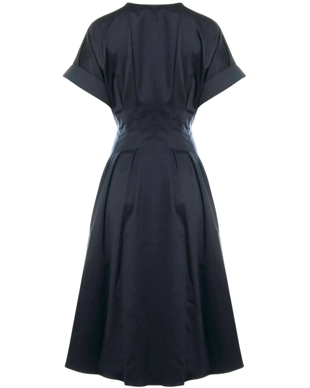 Midnight Pleated Front Midi Shirt Dress