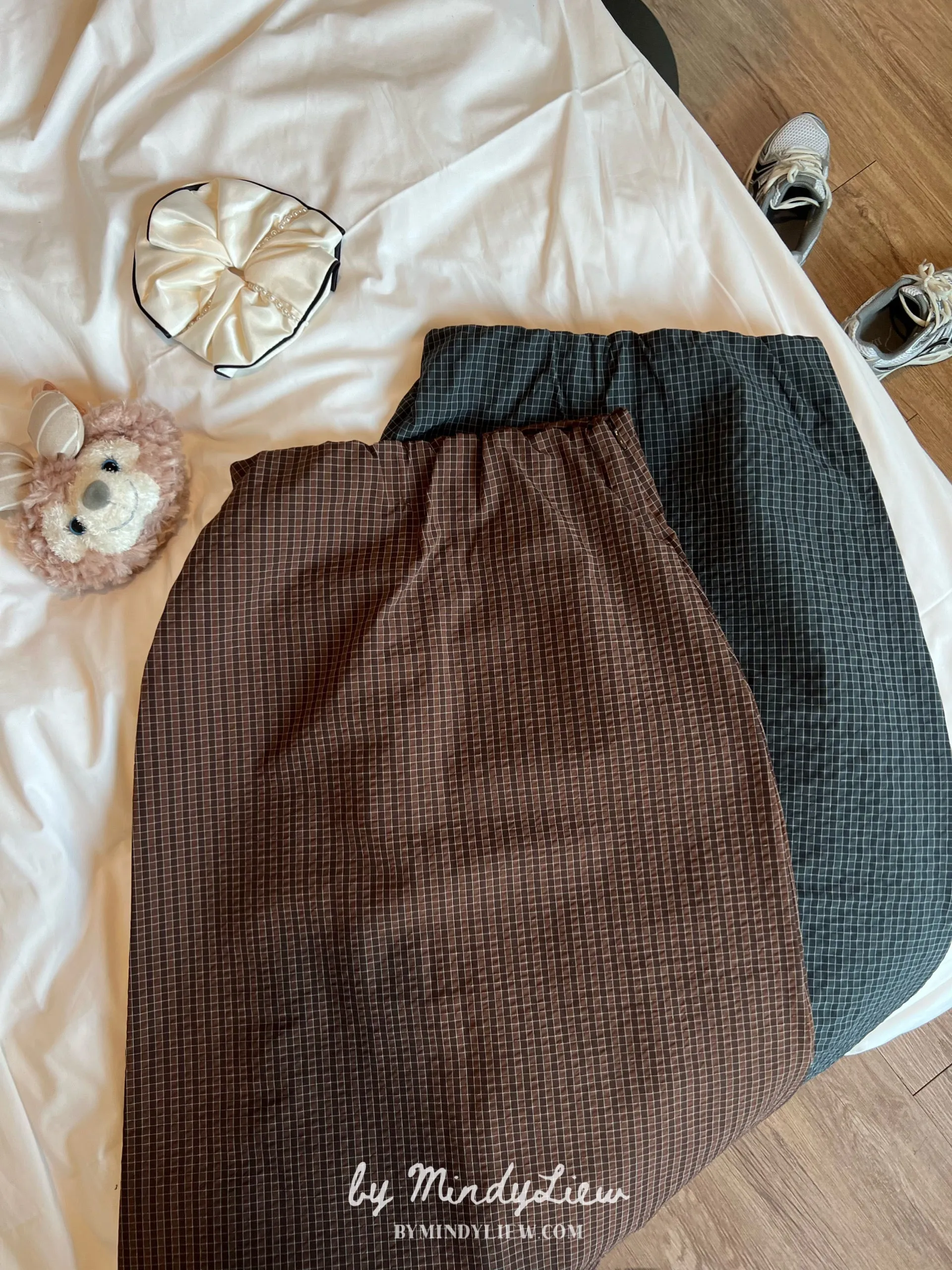ML24954 Checked Nylon Skirt