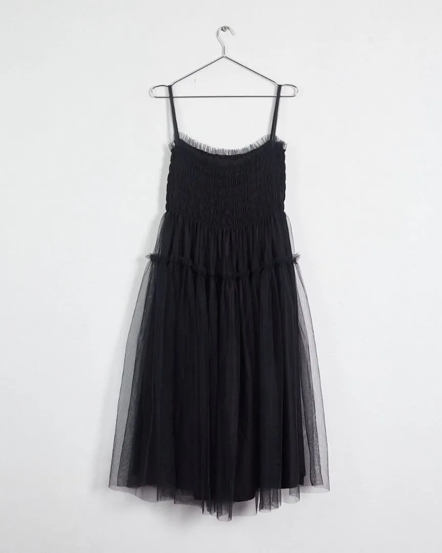 Molly Goddard 'curtis' tulle midi dress, black, 8