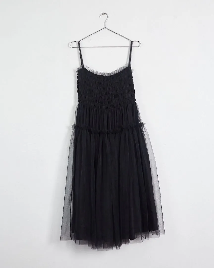 Molly Goddard 'curtis' tulle midi dress, black, 8