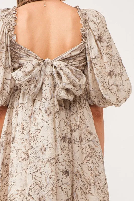 Mona Floral Midi Dress Natural