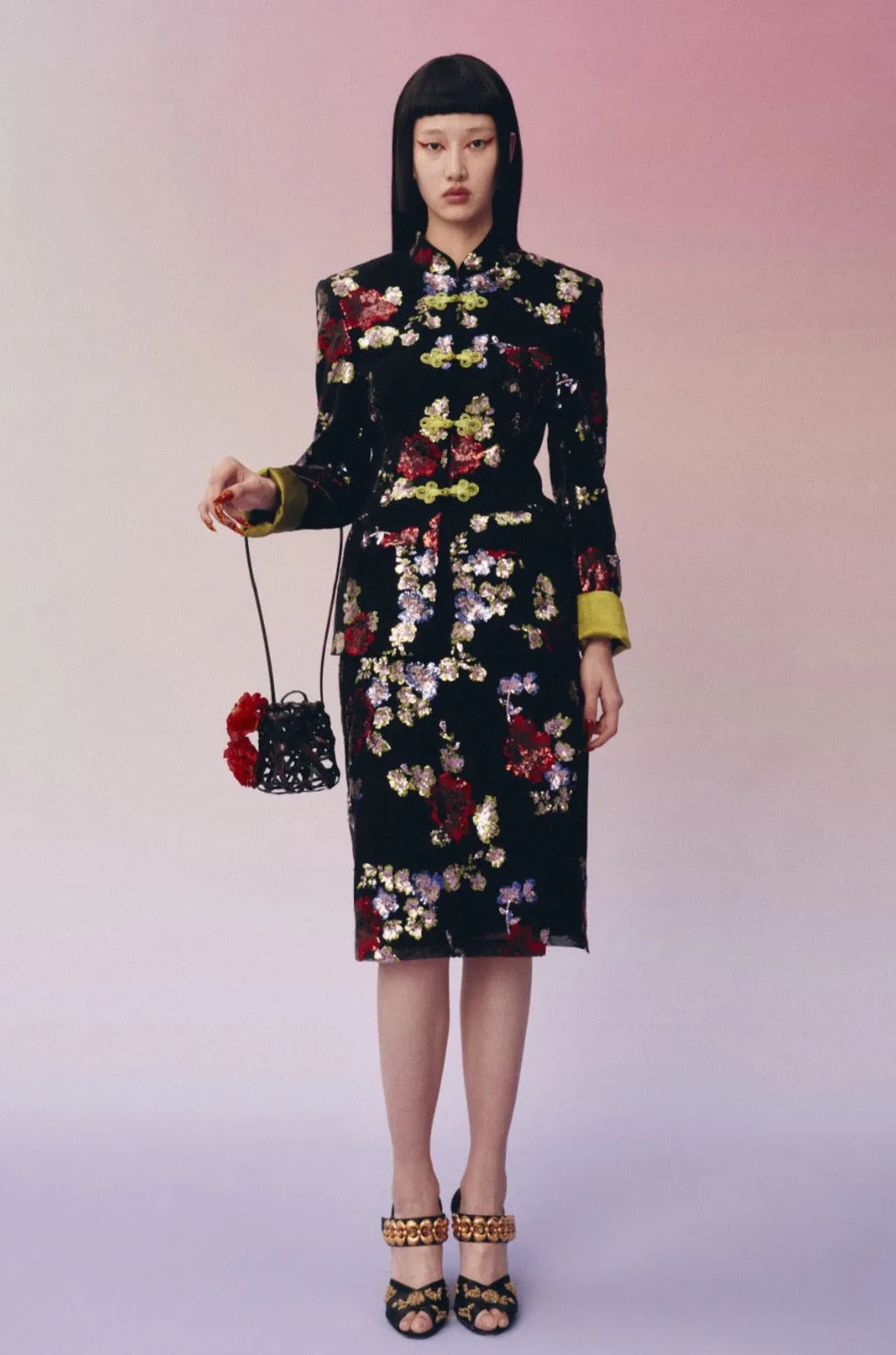 Mukzin | Sequin Contrast Embroidered Vintage Skirt