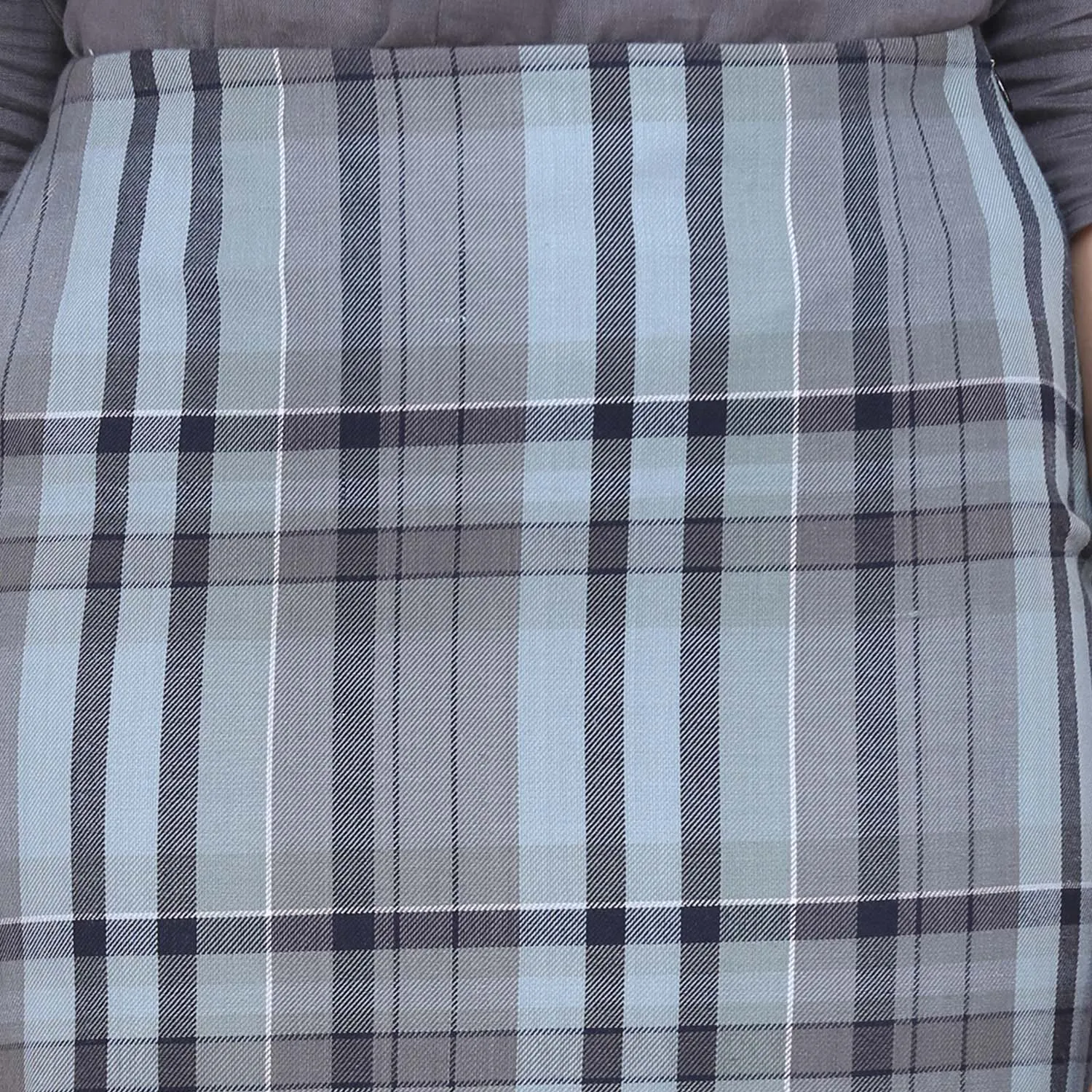 Multicolor Checkered Straight Cotton Skirt 