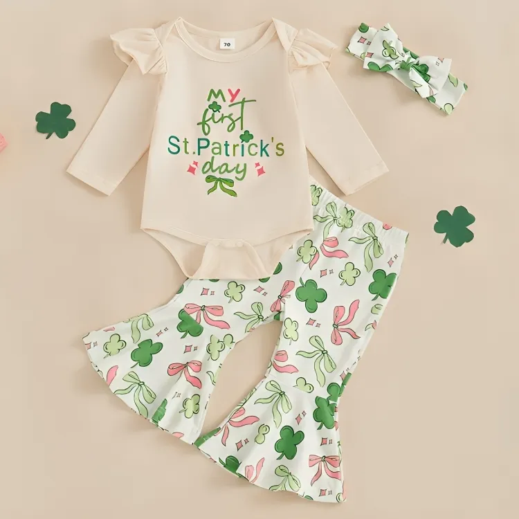 My First St. Patrick's Day Flared Pants Baby Set