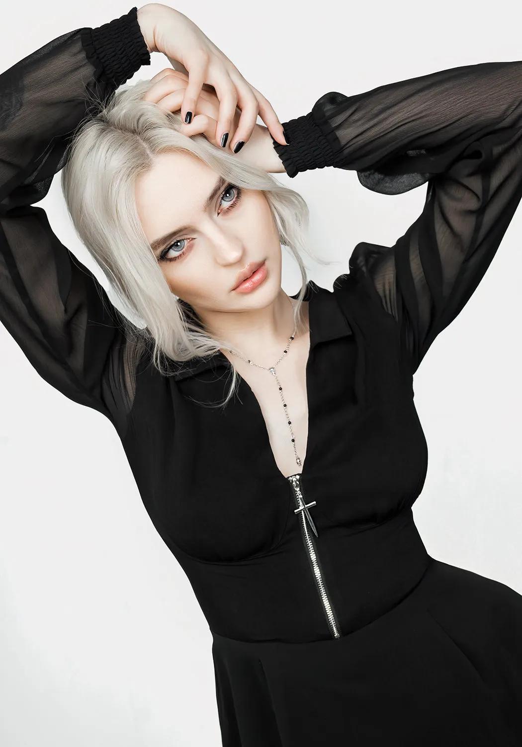 Nancy Sheer Midi Shirt Dress