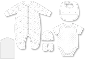 Neutral 5PC Set With Gift Bag-Stars