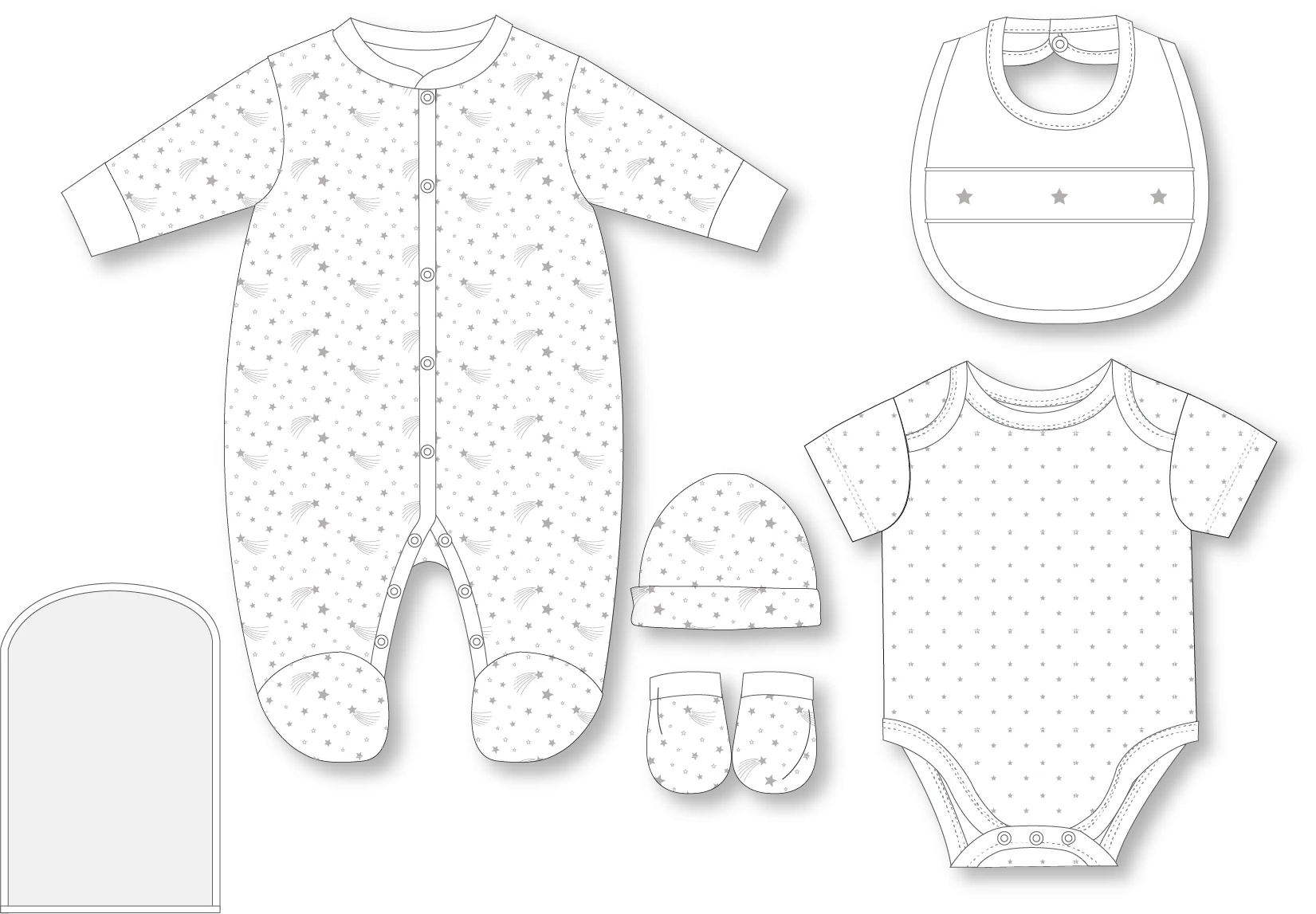 Neutral 5PC Set With Gift Bag-Stars