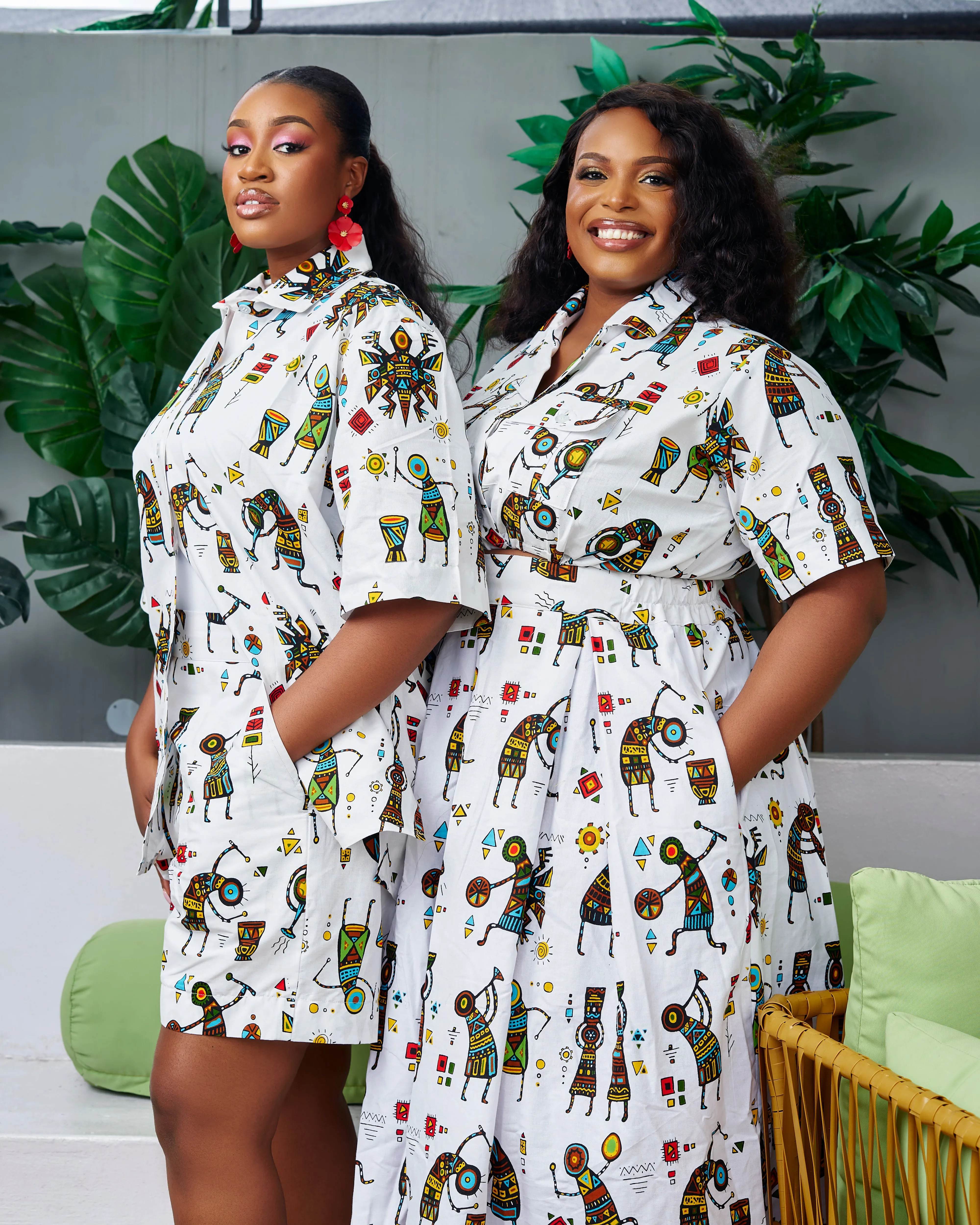New in African Print Crop Shirt Top - Ebony