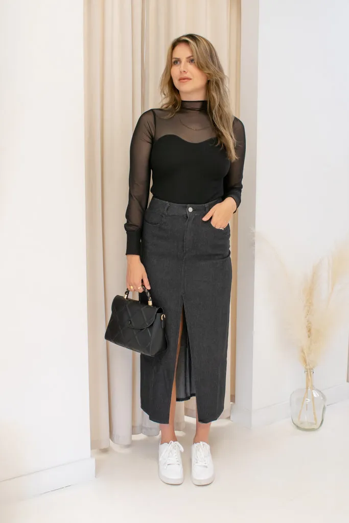 NEW SOPHIE DENIM SKIRT (BLACK)