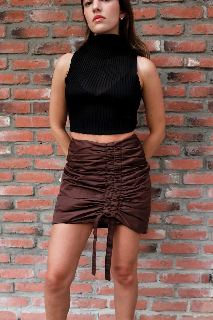 NYLON RUCHED MINI SKIRT
