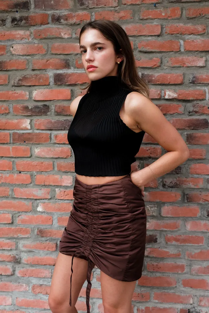 NYLON RUCHED MINI SKIRT