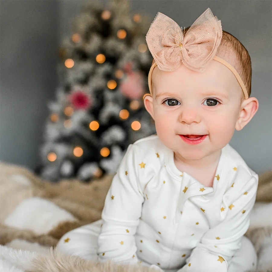 oh baby! Glinda Bow Nylon Headband - Champagne
