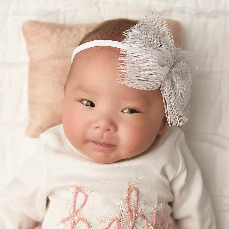 oh baby! Glinda Bow Nylon Headband - white
