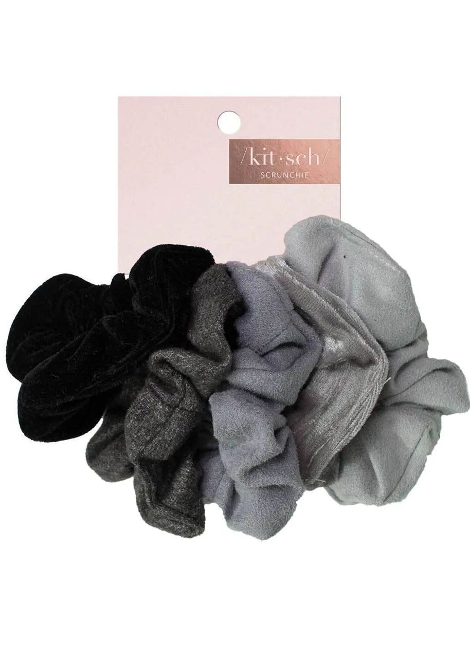 OLD LISTING - Black and Gray Velvet Scrunchie set