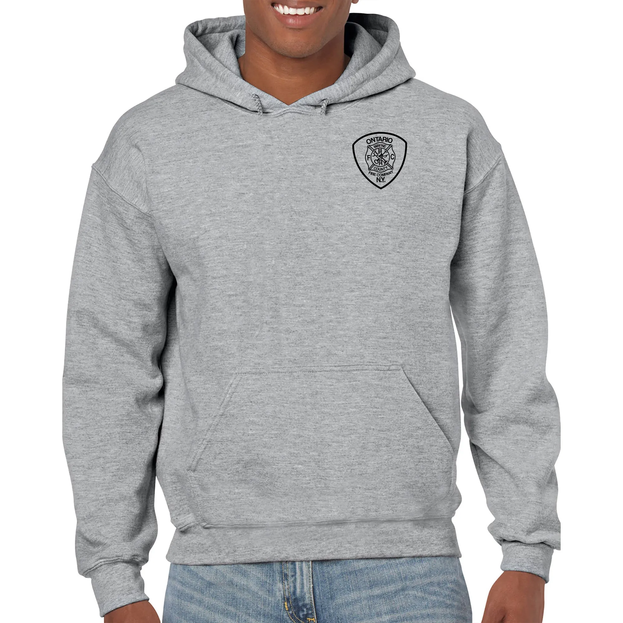 Ontario Fire Maltese Cross Logo Hooded Sweatshirt- Sport Grey