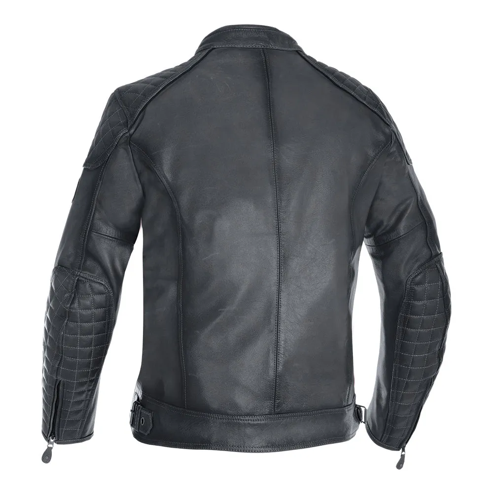 Oxford Hampton Men's Motorcycle Riding Leather Jacket Black