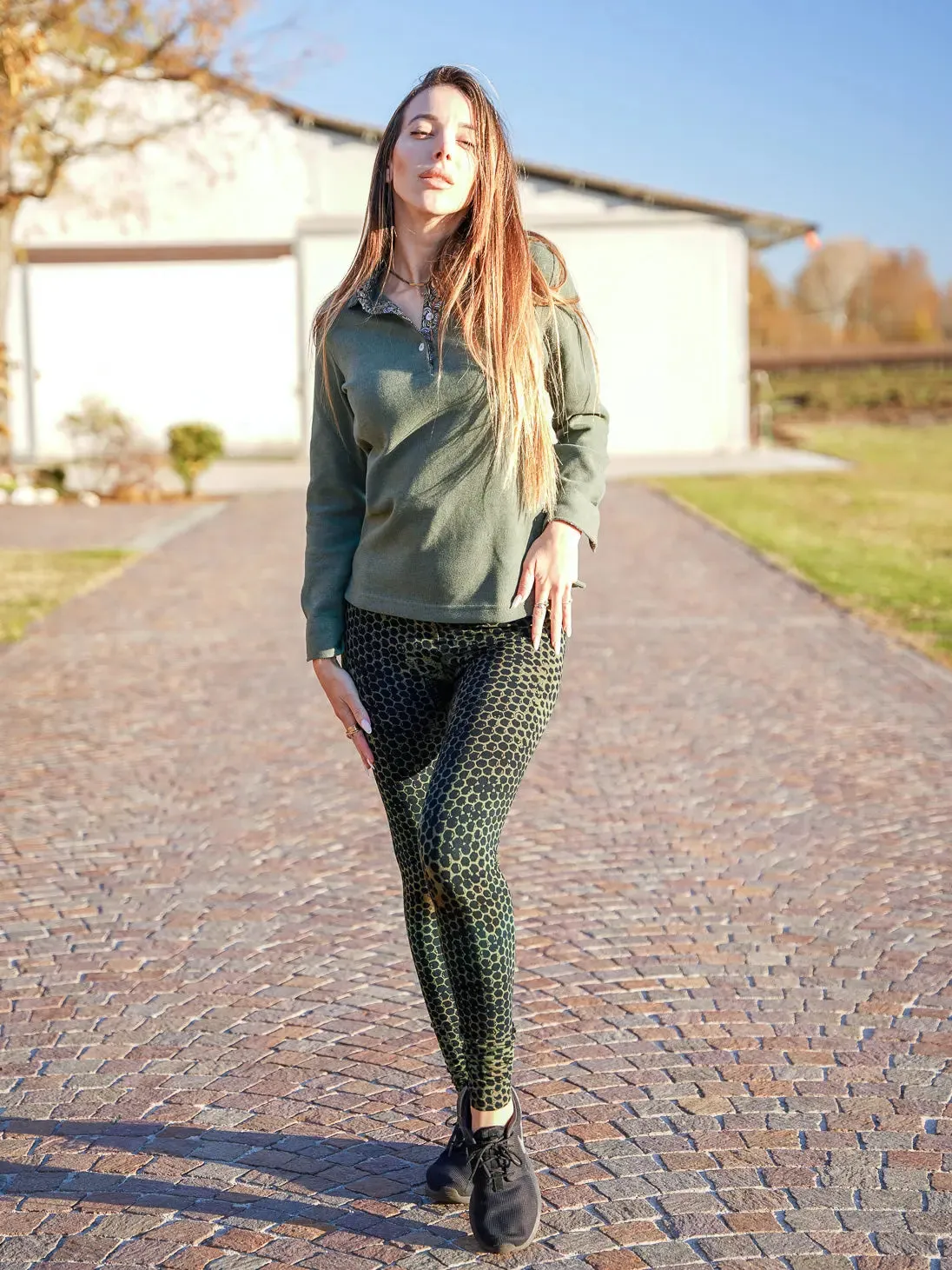 Pantaloni Leggings Siddhi donna modellanti - Alveare verde