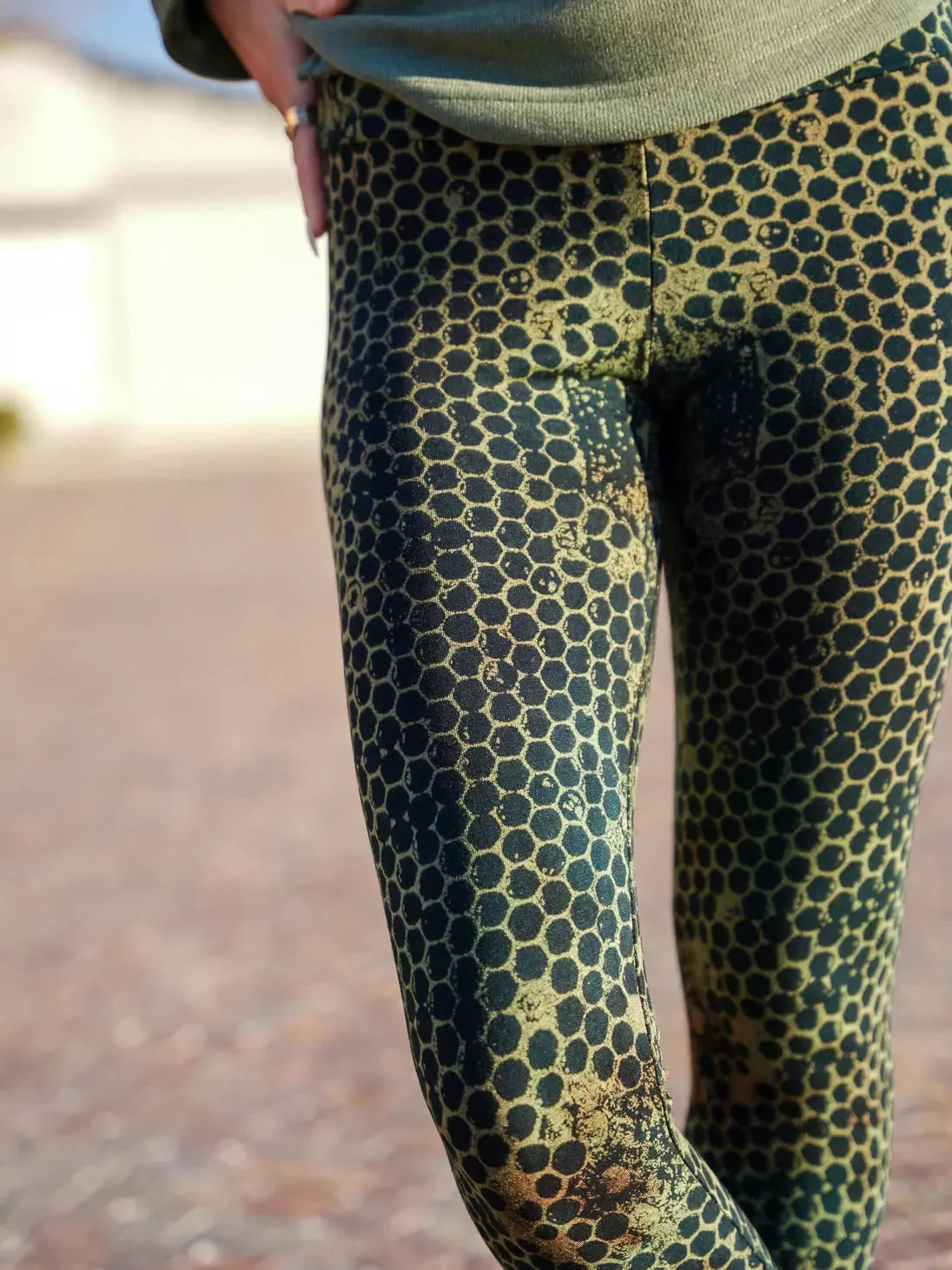 Pantaloni Leggings Siddhi donna modellanti - Alveare verde
