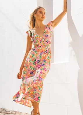 Paper Heart - Cap Sleeve Celina Print Midi Dress