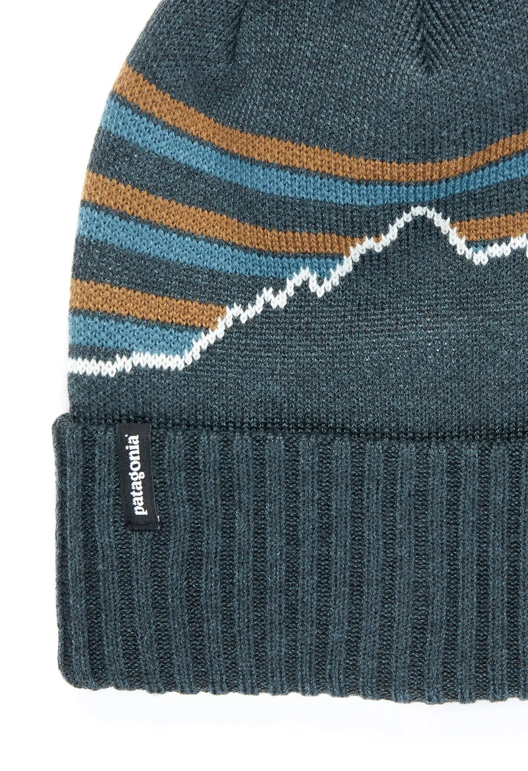 Patagonia Powder Town Beanie - Fitz-Roy Stripe: Smolder Blue