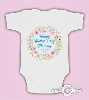 Personalised Wreath First Mothers Day Baby Kids 2021 Body Suit Vest Boy