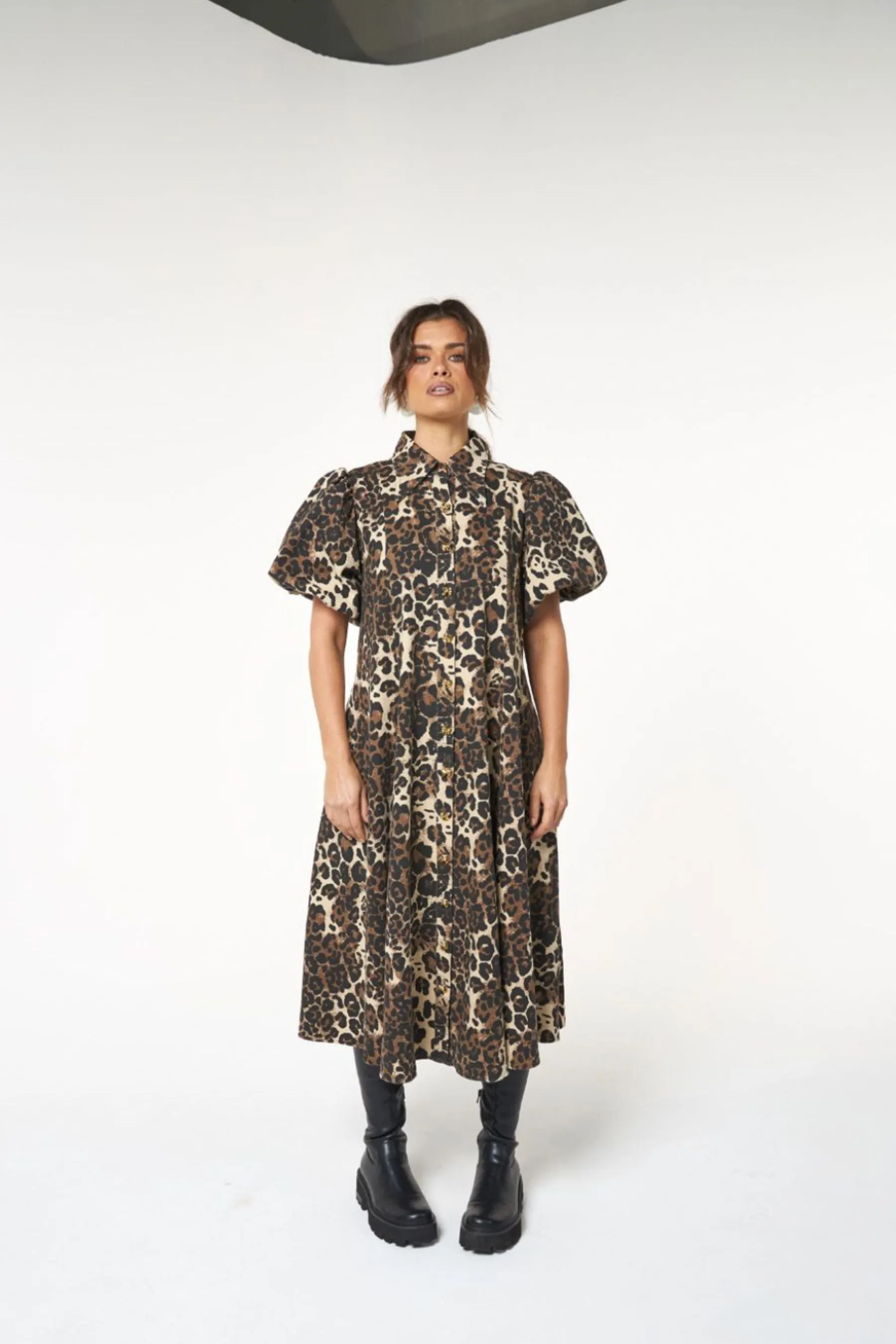 Peyton Midi Dress | Leopard Denim